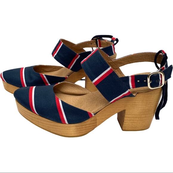 Free People 9 Sandals Clogs Heels Lace up Monaco Boho Festival 4th Nautical 70s - Picture 4 of 15